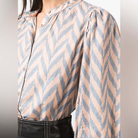 Ulla Johnson Rory Graphic-Print Cropped Blouse - size 4 - Picture 2 of 7